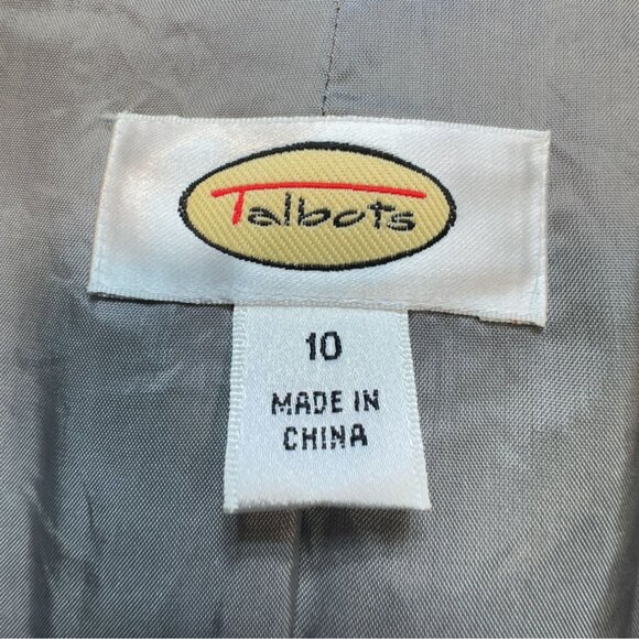 Talbots Womens One-Button Blazer Jacket Size 10 Gray Silk Blend Formal Classic - Picture 2 of 12